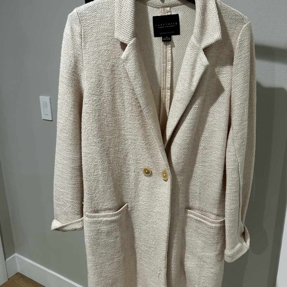Sanctuary Cream Blazer Textured Knit Jacket